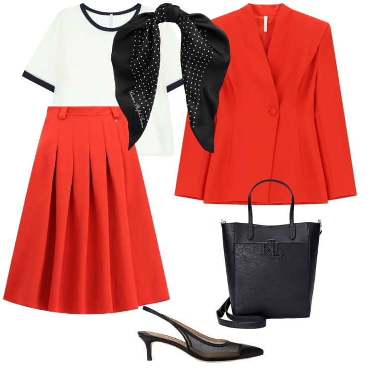 Outfit donna - Foulard. per Cerimonia. Abbinamento con t-shirt, blazer, gonne longuette, foulard, borse tote, décolleté.