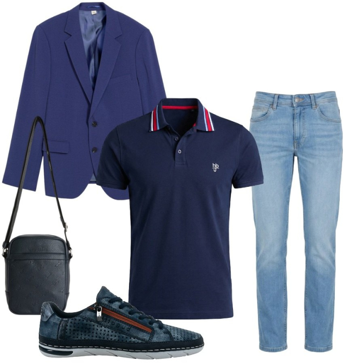 Outfit uomo - Total look #2397403. Stile Urban per Tutti i giorni. Abbinamento con giacche, borse sportive, polo, jeans, sneakers.