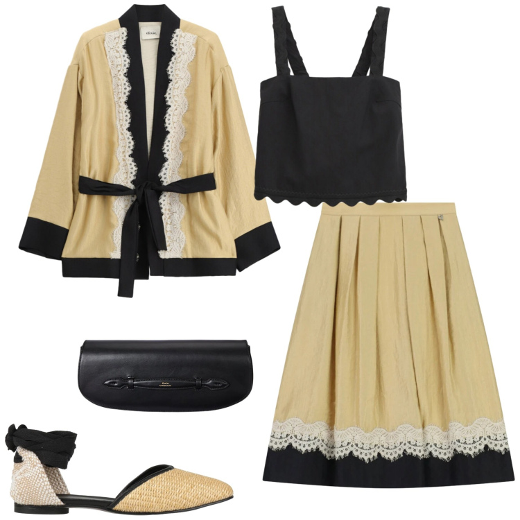 Outfit donna - Light steps. Stile Chic per Cerimonia. Abbinamento con ballerine, top, gonne longuette, cappotti, clutch.