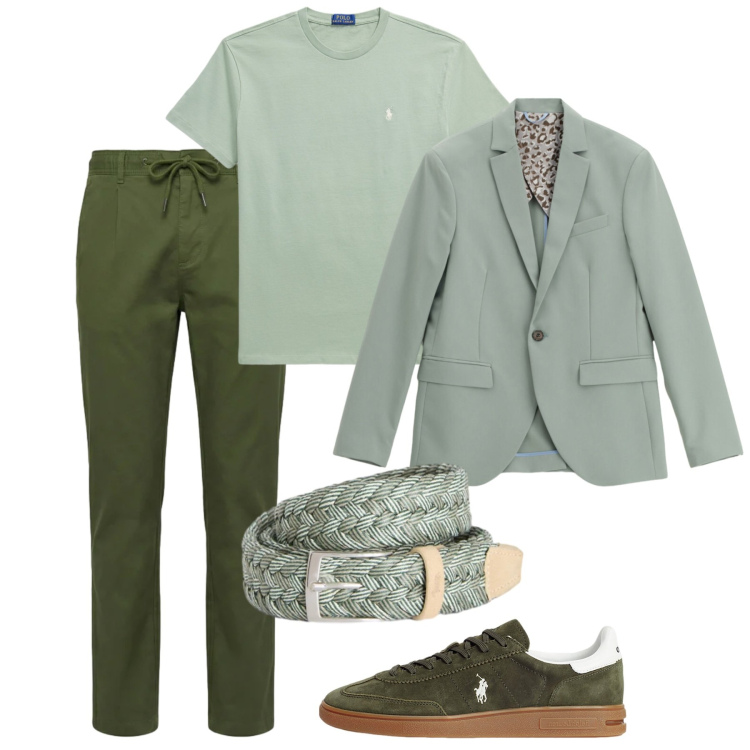 Outfit uomo - Maggio verdeggiante. Stile Casual per Tutti i giorni. Abbinamento con giacche, pantaloni, cinture, sneakers, t-shirt.