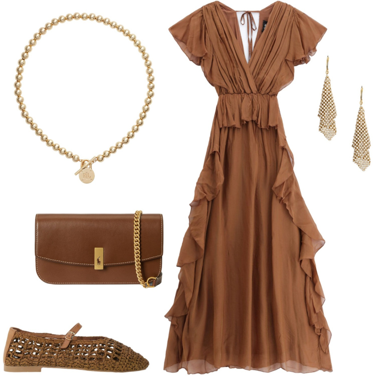 Outfit donna - Light steps. Stile Chic per Cerimonia. Abbinamento con vestiti lunghi, ballerine, collane, clutch, orecchini.