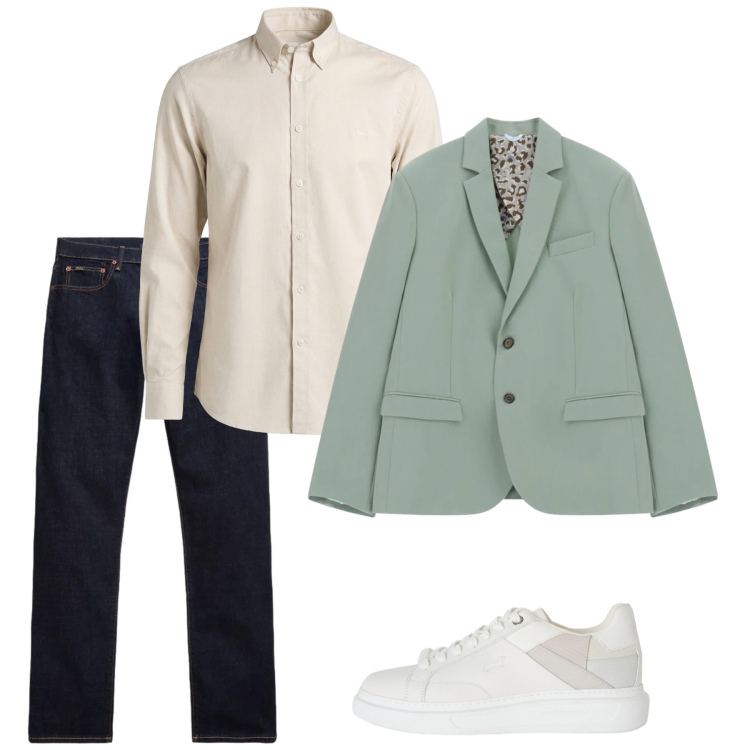 Outfit uomo - Maggio in delicatezza. Stile Casual per Tutti i giorni. Abbinamento con giacche, sneakers, camicie, jeans.