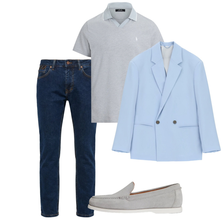 Outfit uomo - Leggero. Stile Casual per Tutti i giorni. Abbinamento con giacche, pantaloni, scarpe stringate, polo.