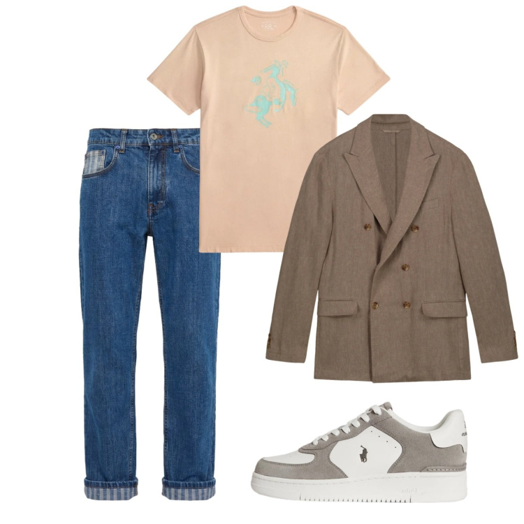 Outfit uomo - In città. Stile Casual per Tutti i giorni. Abbinamento con jeans, giacche, sneakers, t-shirt.