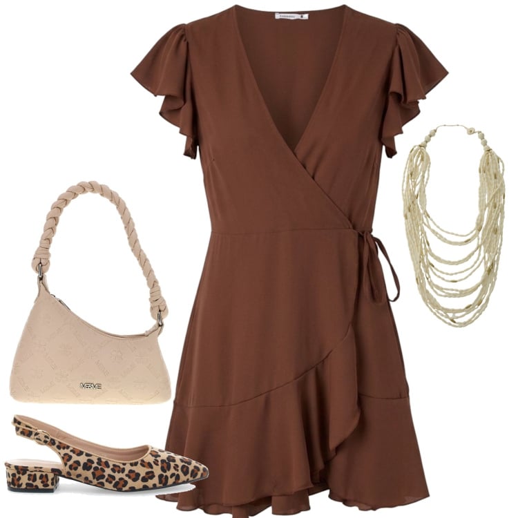 Outfit donna - Light Steps. Stile Casual chic per Tutti i giorni. Abbinamento con vestiti corti, collane, ballerine, borse a spalla.