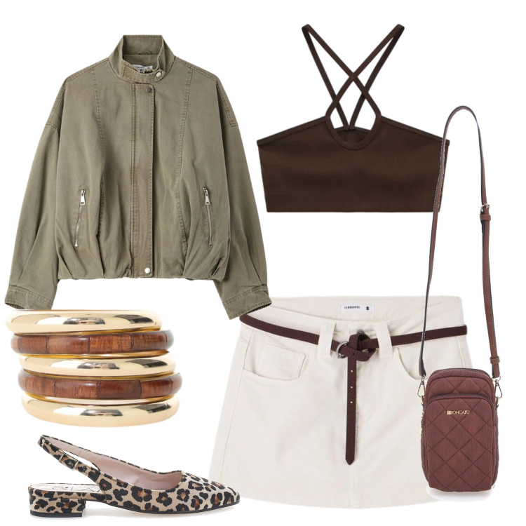Outfit donna - Light Steps. Stile Casual chic per Tutti i giorni. Abbinamento con minigonne, bomber, top, cappotti, borse a tracolla, ballerine.