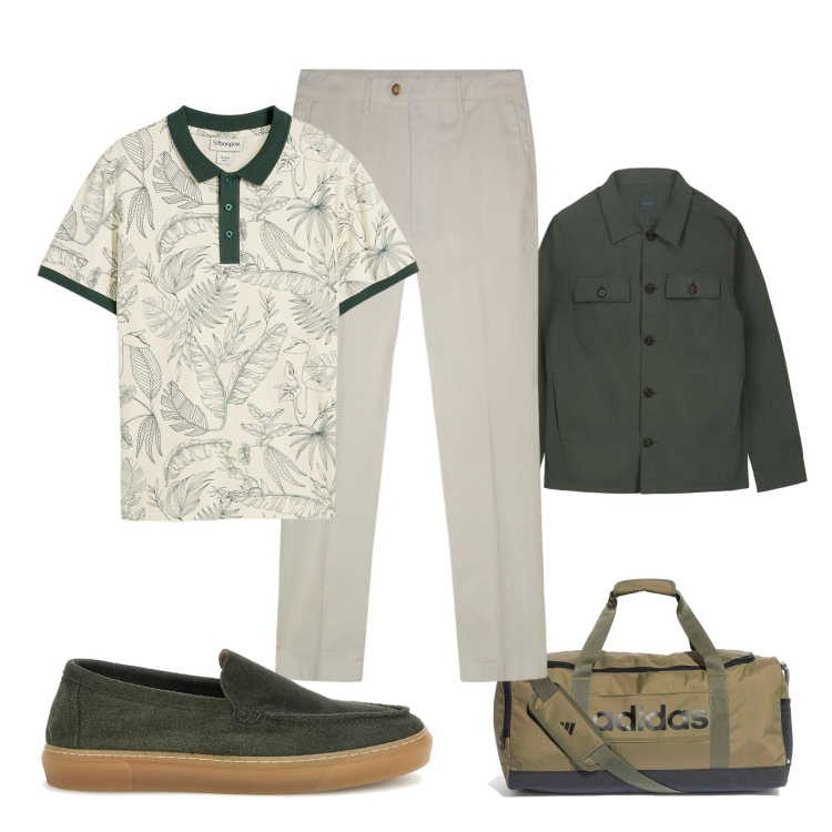 Outfit uomo - Polo protagonista. Stile Urban per Tutti i giorni. Abbinamento con polo, cappotti, pantaloni, borse sportive, scarpe stringate.