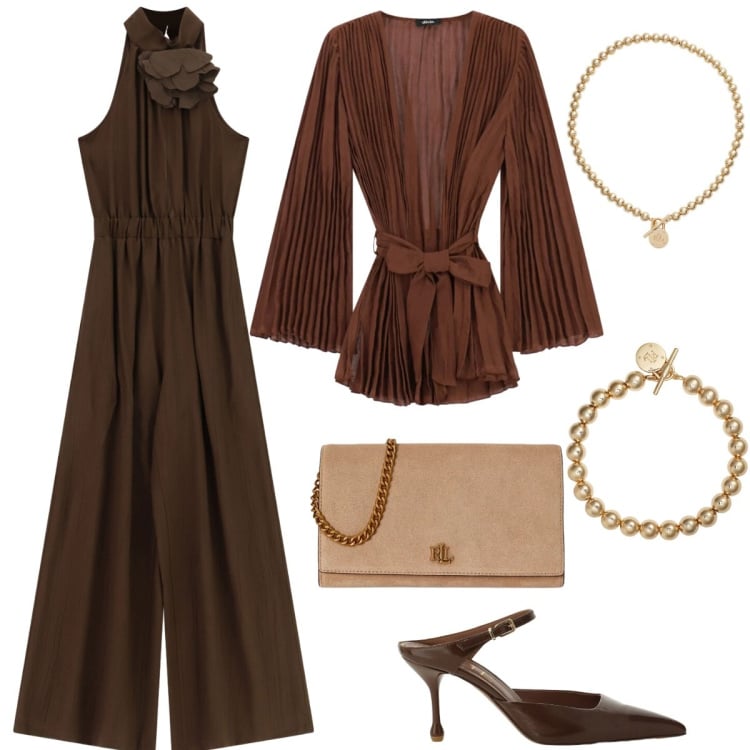 Outfit donna - Total look #2397523. Stile Chic per Serata fuori. Abbinamento con tute, décolleté, blazer, braccialetti, collane, borse a tracolla.