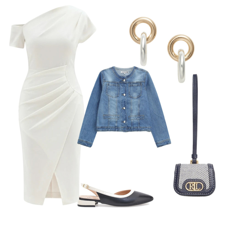 Outfit donna - Chic giovane. Stile Chic per Serata fuori. Abbinamento con blazer, vestiti a tubino, orecchini, pochette, ballerine.