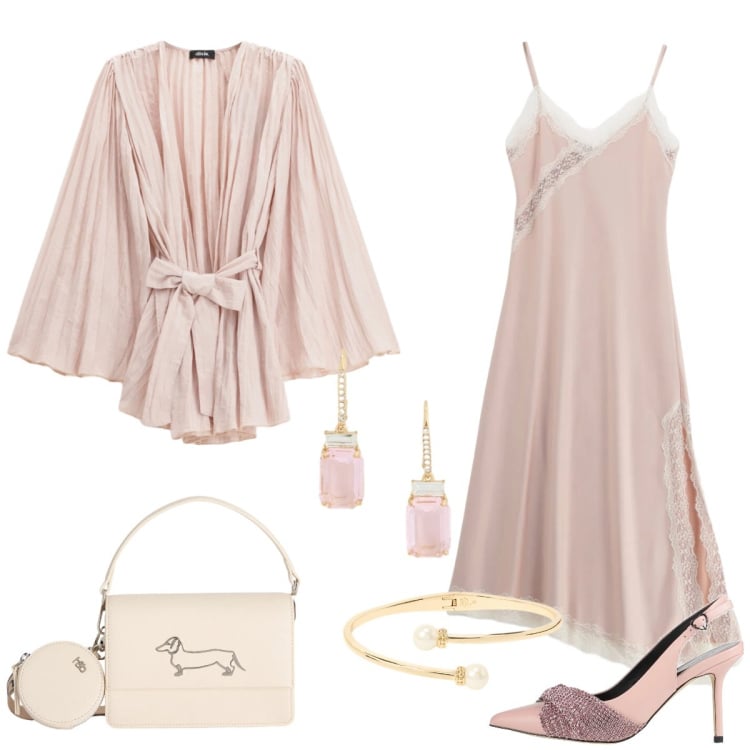 Outfit donna - Total look #2397546. Stile Chic per Serata fuori. Abbinamento con décolleté, borse a tracolla, vestiti lunghi, blazer, orecchini, braccialetti.