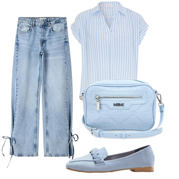Outfit donna - Total look #2397556. Stile Casual chic per Ufficio. Abbinamento con mocassini, bluse, jeans, borse a tracolla.
