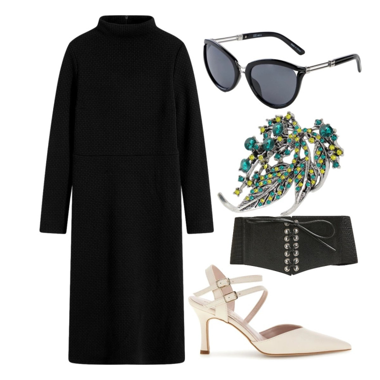Outfit donna - Maggio. Stile Minimal per Cerimonia. Abbinamento con vestiti midi/longuette, occhiali da sole, cinture, blazer, décolleté.