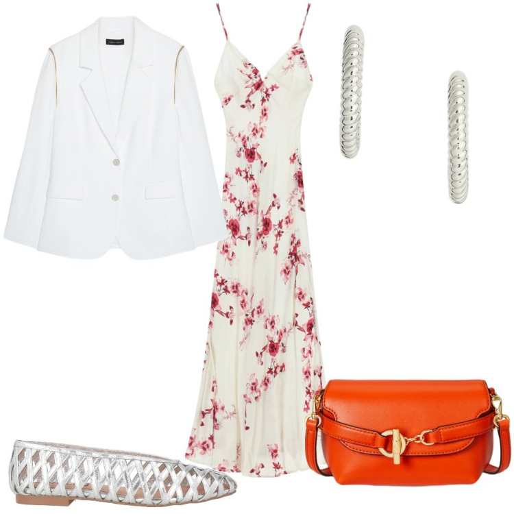 Outfit donna - Ballerine tutti i giorni. Stile Trendy per Tutti i giorni. Abbinamento con ballerine, vestiti lunghi, blazer, borse a tracolla, orecchini.