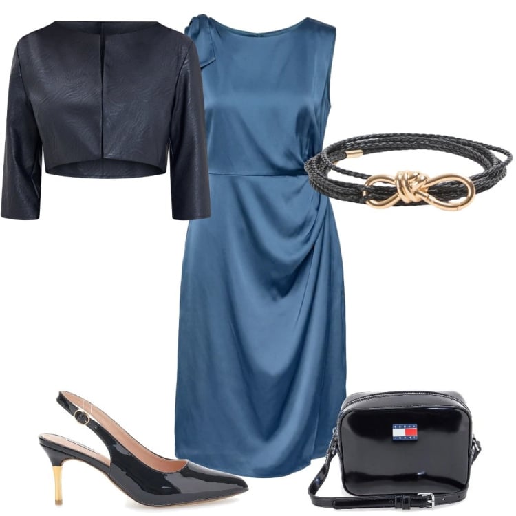 Outfit donna - Total look #2397711. Stile Trendy per Cerimonia. Abbinamento con cinture, bolero, vestiti, décolleté, borse a tracolla.