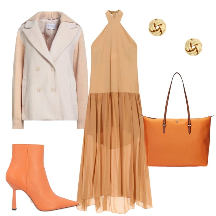 Outfit donna - Total look #2397715. Stile Casual chic per Serata fuori. Abbinamento con stivaletti, caban, vestiti lunghi, borse tote, orecchini.