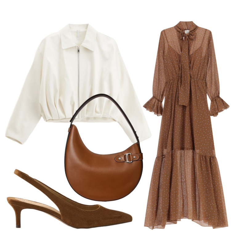 Outfit donna - Micro pois. Stile Boho per Serata fuori. Abbinamento con bomber, vestiti lunghi, borse a spalla, décolleté.