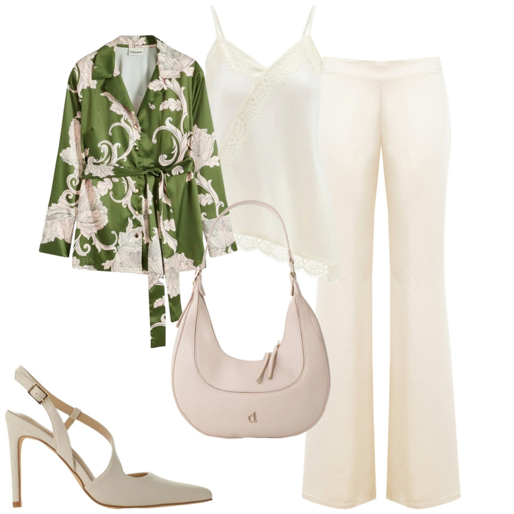 Outfit donna - City. Stile Chic per Tutti i giorni. Abbinamento con bluse, décolleté, pantaloni a palazzo, canottiere, borse a tracolla.