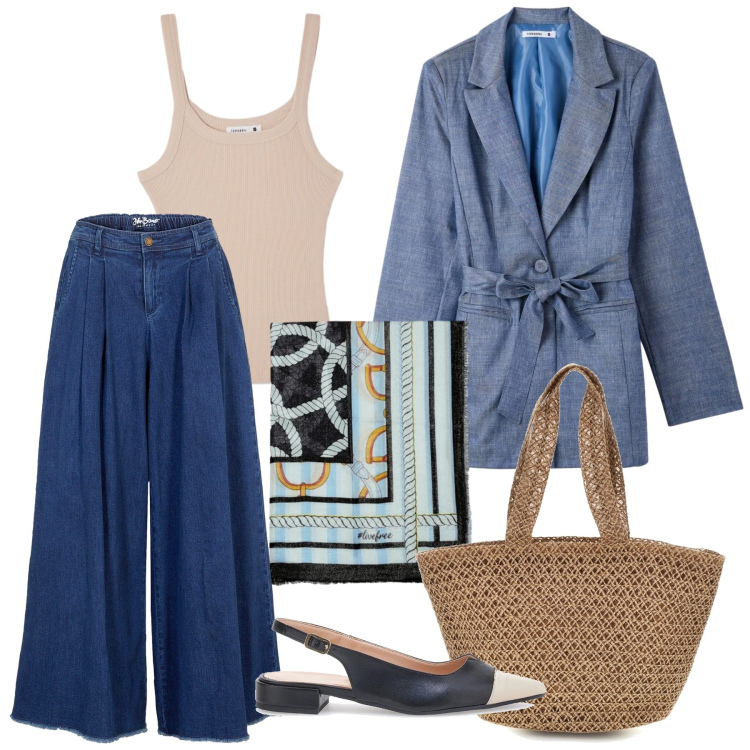 Outfit donna - A maggio con un foulard - @susystyle. Stile Bon Ton per Tutti i giorni. Abbinamento con gonne, canottiere, blazer, foulard, ballerine, borse a spalla.