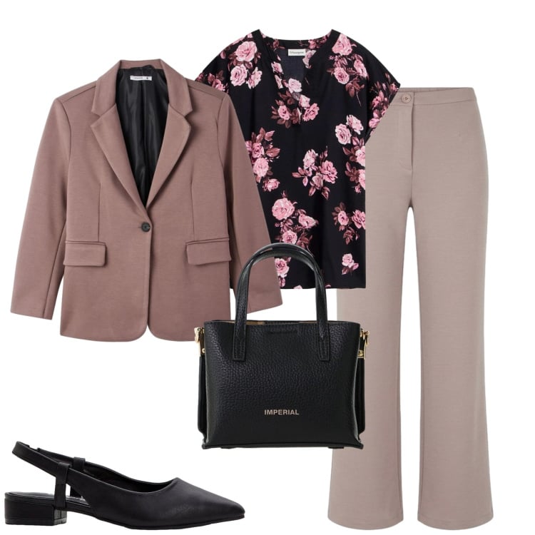 Outfit donna - City. Stile Urban per Tutti i giorni. Abbinamento con bluse, décolleté, pantaloni, blazer, borse a tracolla.
