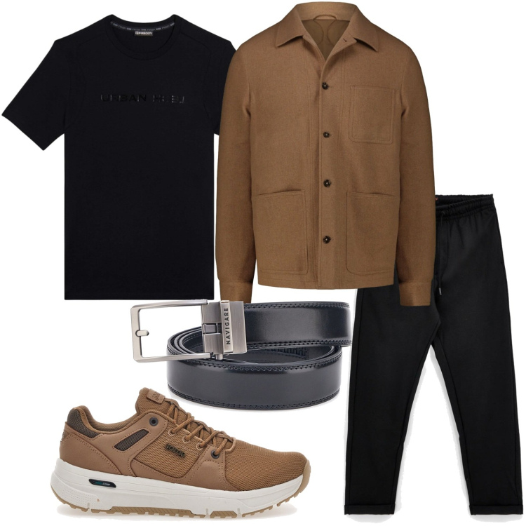 Outfit uomo - Casual. Stile Casual per Tutti i giorni. Abbinamento con t-shirt, sneakers, cappotti, cinture, pantaloni.