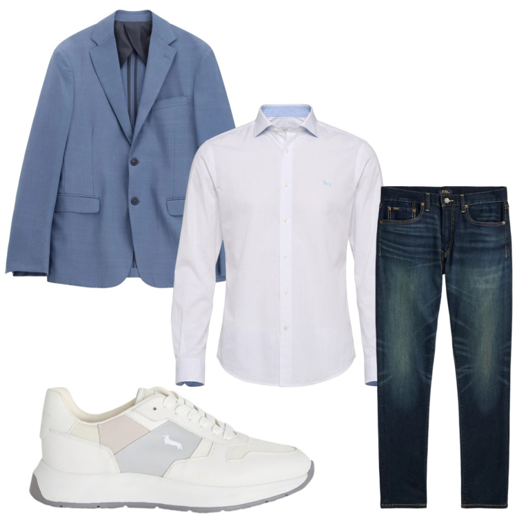 Outfit uomo - Look moderno. Stile Trendy per Tutti i giorni. Abbinamento con giacche, sneakers, camicie, jeans.