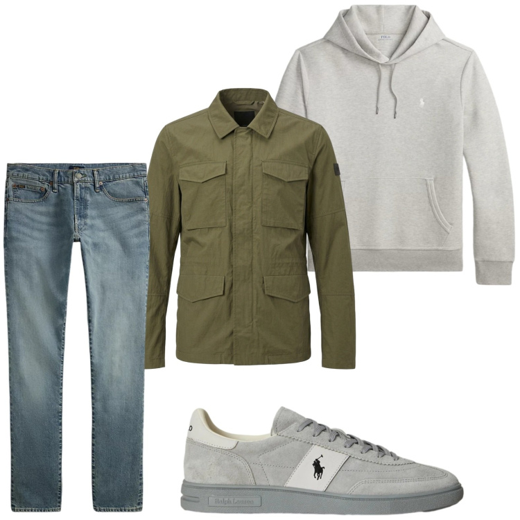 Outfit uomo - Trend minimal. Stile Casual per Tutti i giorni. Abbinamento con jeans, felpe con cappuccio, sneakers, cappotti.