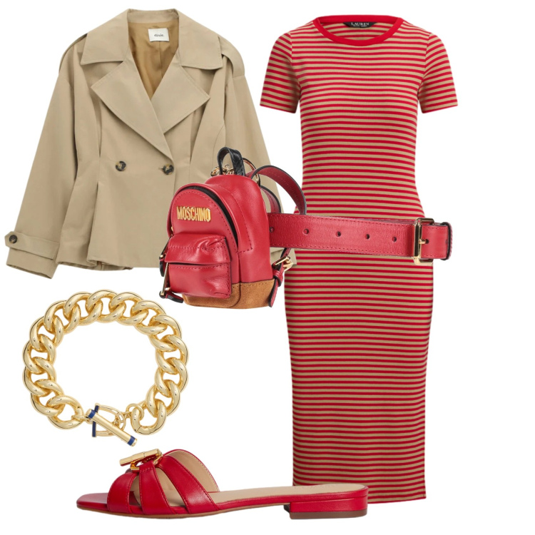 Outfit donna - Total look #2397831. Stile Casual per Ufficio. Abbinamento con marsupi, blazer, braccialetti, vestiti, ciabatte.