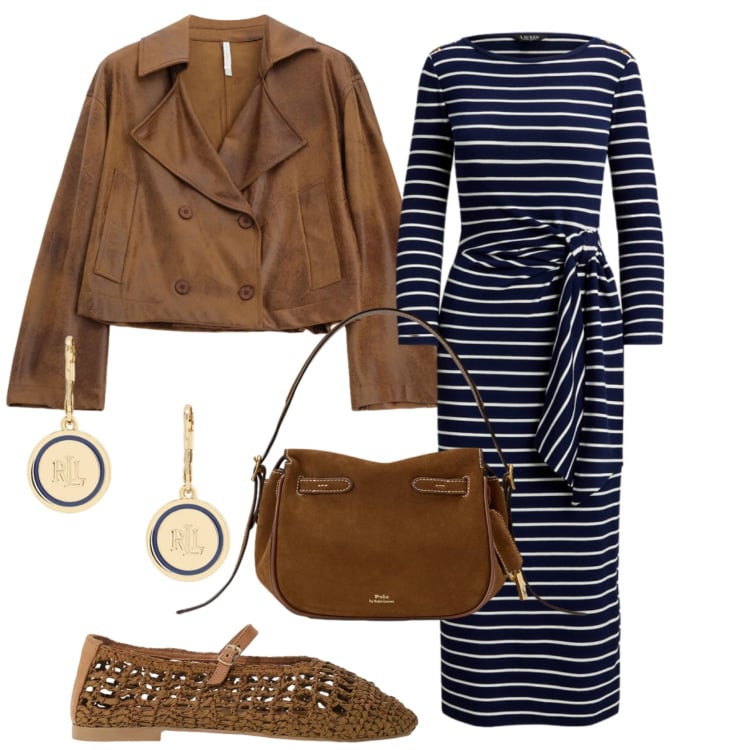 Outfit donna - Total look #2397835. Stile Casual chic per Ufficio. Abbinamento con giacche, ballerine, orecchini, vestiti lunghi, borse a mano.