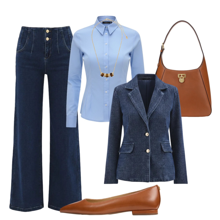 Outfit donna - Le ballerine passpartout. Stile Casual chic per Tutti i giorni. Abbinamento con jeans, camicie, blazer, borse a spalla, collane, ballerine.