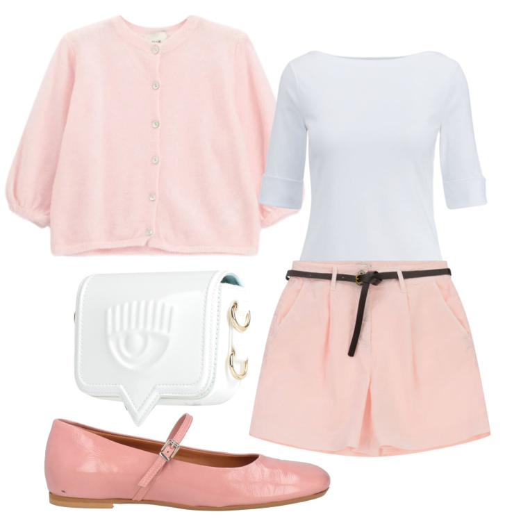 Outfit donna - Total look #2397861. Stile Bon Ton per Tutti i giorni. Abbinamento con marsupi, ballerine, shorts, cardigans, t-shirt.