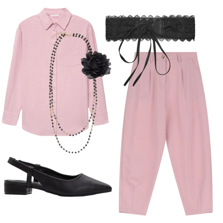 Outfit donna - Total look #2397888. Stile Chic per Serata fuori. Abbinamento con décolleté, cinture, camicie, pantaloni, collane.