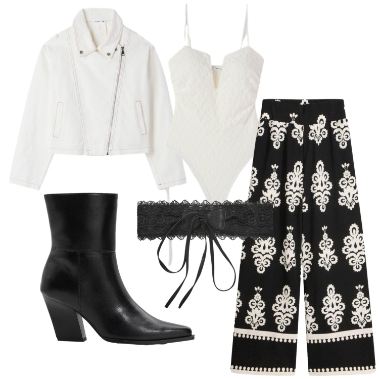 Outfit donna - Total look #2397894. Stile Rock per Serata fuori. Abbinamento con pantaloni, stivaletti, cinture, body, cappotti.