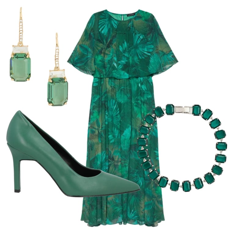 Outfit donna - Total look #2397907. Stile Romantica per Cerimonia. Abbinamento con décolleté, vestiti lunghi, braccialetti, orecchini.