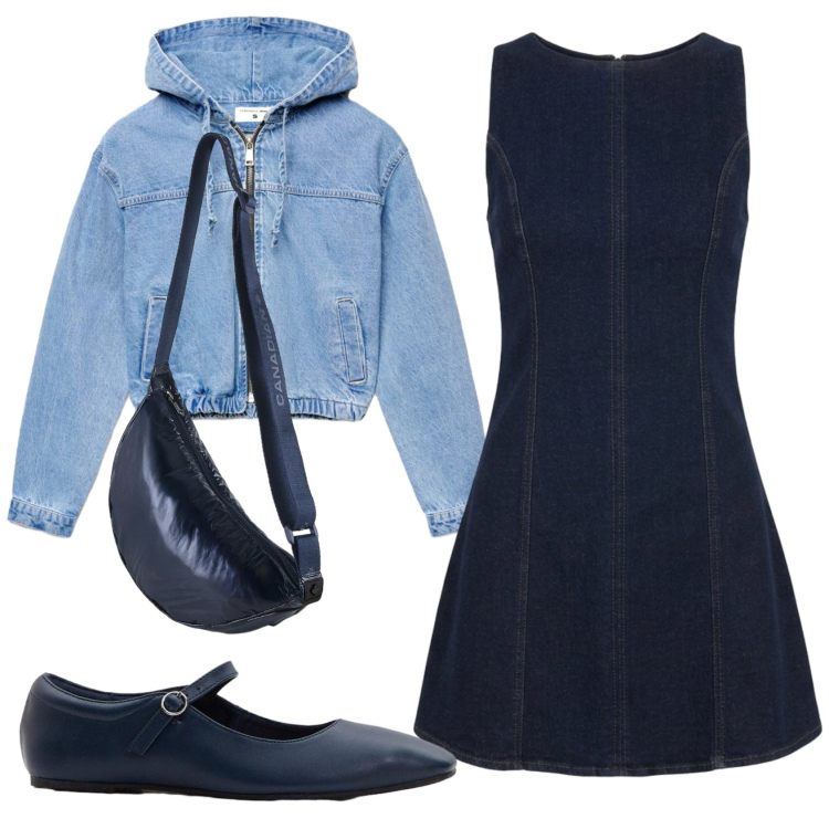 Outfit donna - Total look #2397954. Stile Casual per Tutti i giorni. Abbinamento con ballerine, vestiti corti, bomber, borse a tracolla.
