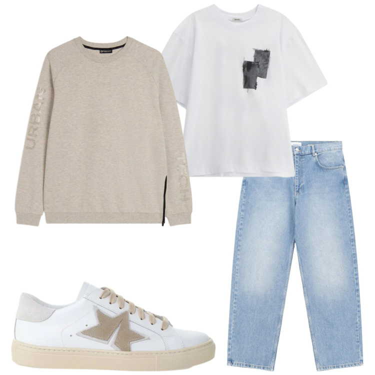 Outfit uomo - Tutti i giorni. Stile Casual per Tutti i giorni. Abbinamento con t-shirt, jeans, sneakers, felpe.