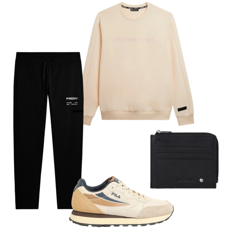 Outfit uomo - Total look #2398036. Stile Casual per Tutti i giorni. Abbinamento con sneakers, portafogli, felpe, pantaloni.