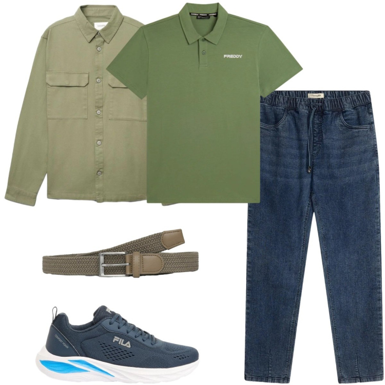 Outfit uomo - Polo protagonista. Stile Casual per Tutti i giorni. Abbinamento con jeans dritti, sneakers, cinture, cappotti, polo.