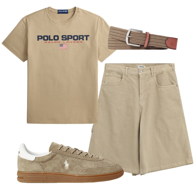 Outfit uomo - Total look #2398087. Stile Casual per Tutti i giorni. Abbinamento con bermuda, cinture, sneakers, t-shirt.