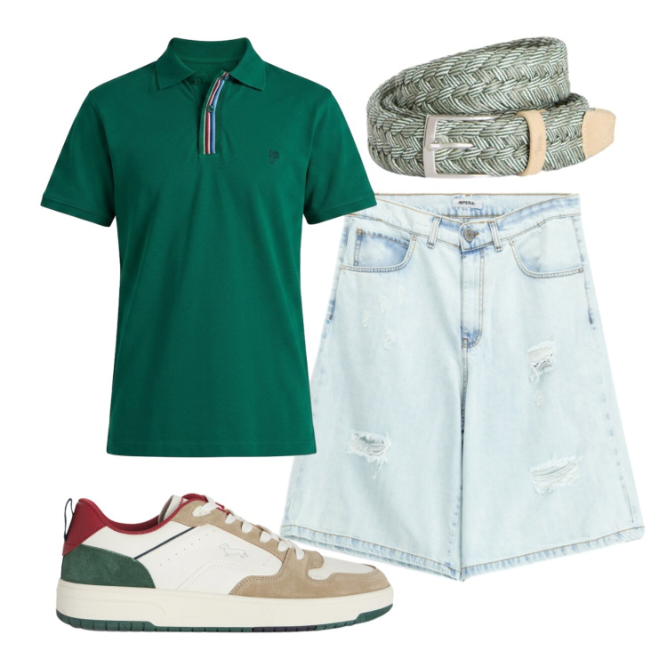 Outfit uomo - Total look #2398096. Stile Casual per Tutti i giorni. Abbinamento con bermuda, sneakers, cinture, polo.