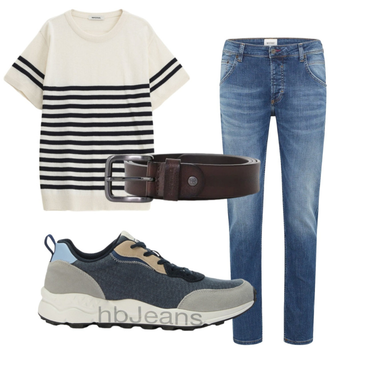 Outfit uomo - Total look #2398099. Stile Casual per Tutti i giorni. Abbinamento con jeans dritti, maglieria, cinture, sneakers.