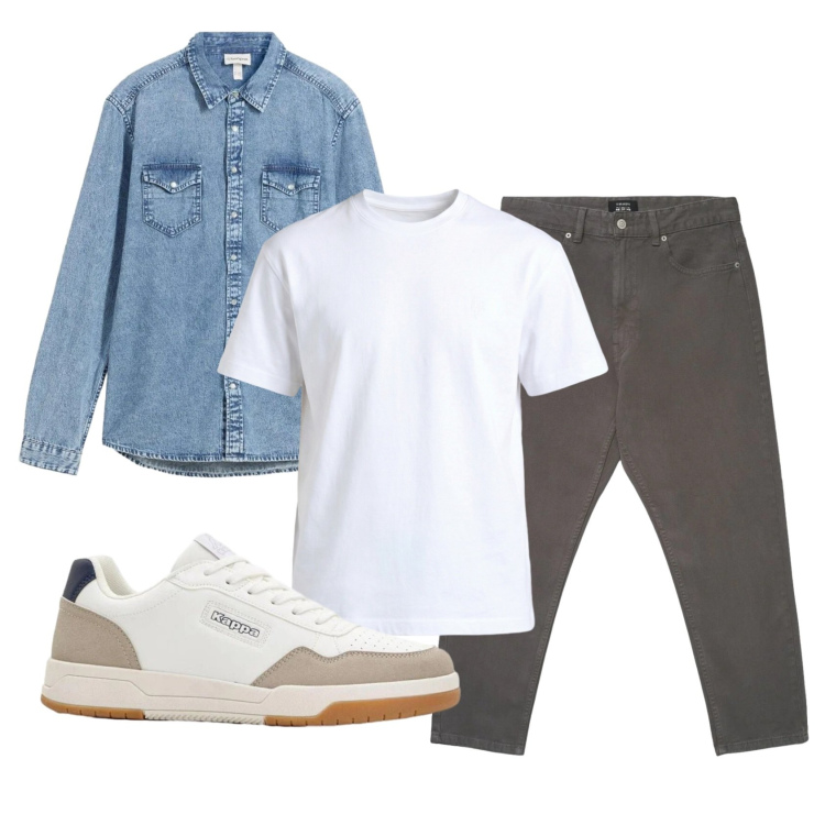 Outfit uomo - Total look #2398102. Stile Urban per Tutti i giorni. Abbinamento con camicie, sneakers, pantaloni, t-shirt.