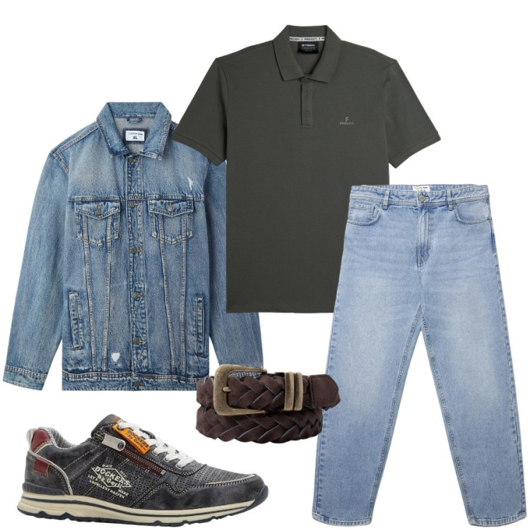 Outfit uomo - Total look #2398106. Stile Casual per Tutti i giorni. Abbinamento con sneakers, giacche, jeans, polo, cinture.