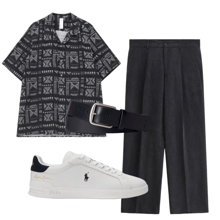 Outfit uomo - Total look #2398117. Stile Trendy per Serata speciale. Abbinamento con pantaloni, camicie a manica corta, cinture, sneakers.