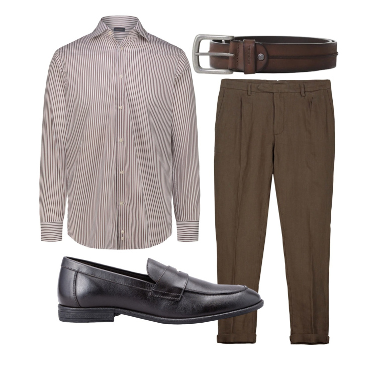 Outfit uomo - Total look #2398118. Stile Business/Elegante per Ufficio. Abbinamento con cinture, pantaloni, scarpe stringate, camicie.
