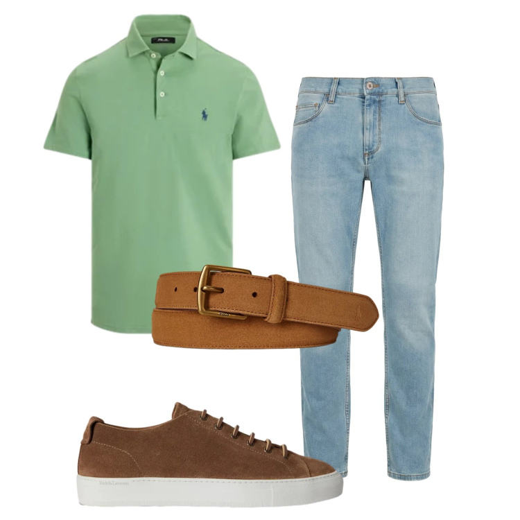 Outfit uomo - Total look #2398127. Stile Casual per Tutti i giorni. Abbinamento con jeans slim fit, sneakers, polo, cinture.
