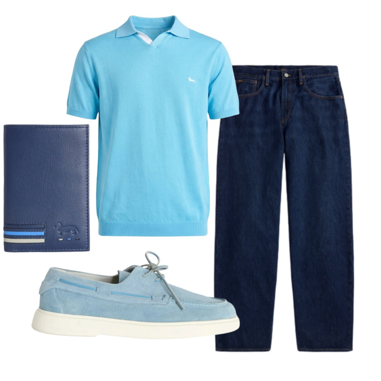 Outfit uomo - Total look #2398130. Stile Casual per Tutti i giorni. Abbinamento con portafogli, polo, scarpe stringate, jeans.
