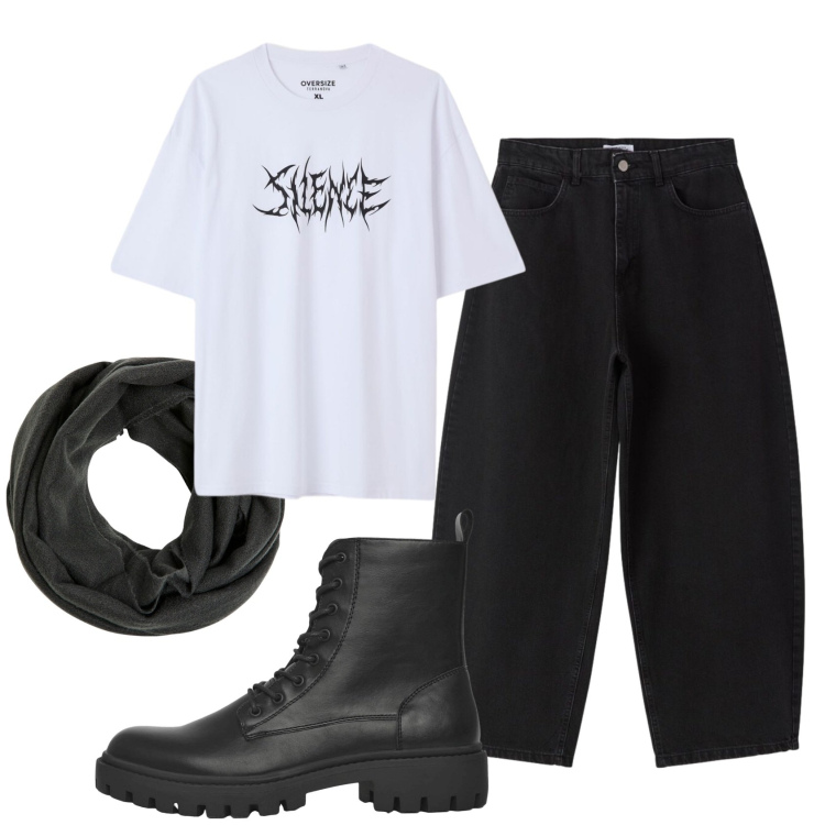 Outfit uomo - Rock time. Stile Biker Rock per Tutti i giorni. Abbinamento con jeans, t-shirt, sciarpe, anfibi.