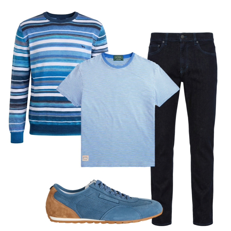 Outfit uomo - Total look #2398149. Stile Casual per Tutti i giorni. Abbinamento con pullovers, jeans, sneakers, t-shirt.