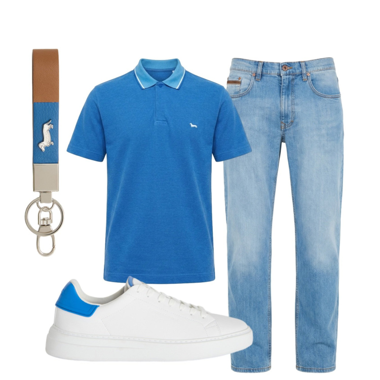 Outfit uomo - Total look #2398151. Stile Casual per Tutti i giorni. Abbinamento con jeans, portachiavi, sneakers, polo.