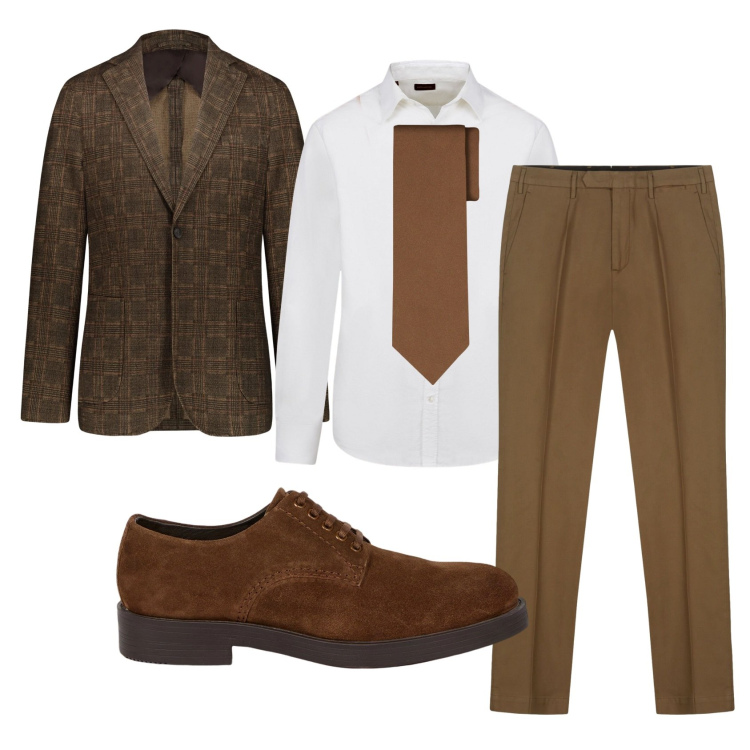 Outfit uomo - Total look #2398154. Stile Business/Elegante per Ufficio. Abbinamento con giacche, camicie, scarpe stringate, cravatte, pantaloni.
